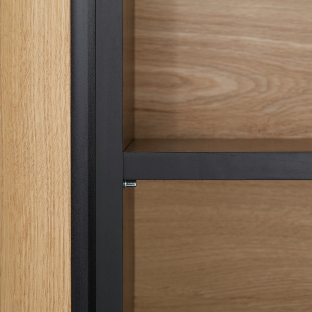 Biblioteca 2 Sertare Tulsa, Smoked Oak, Furnir Din Lemn Masiv, 62 Cm