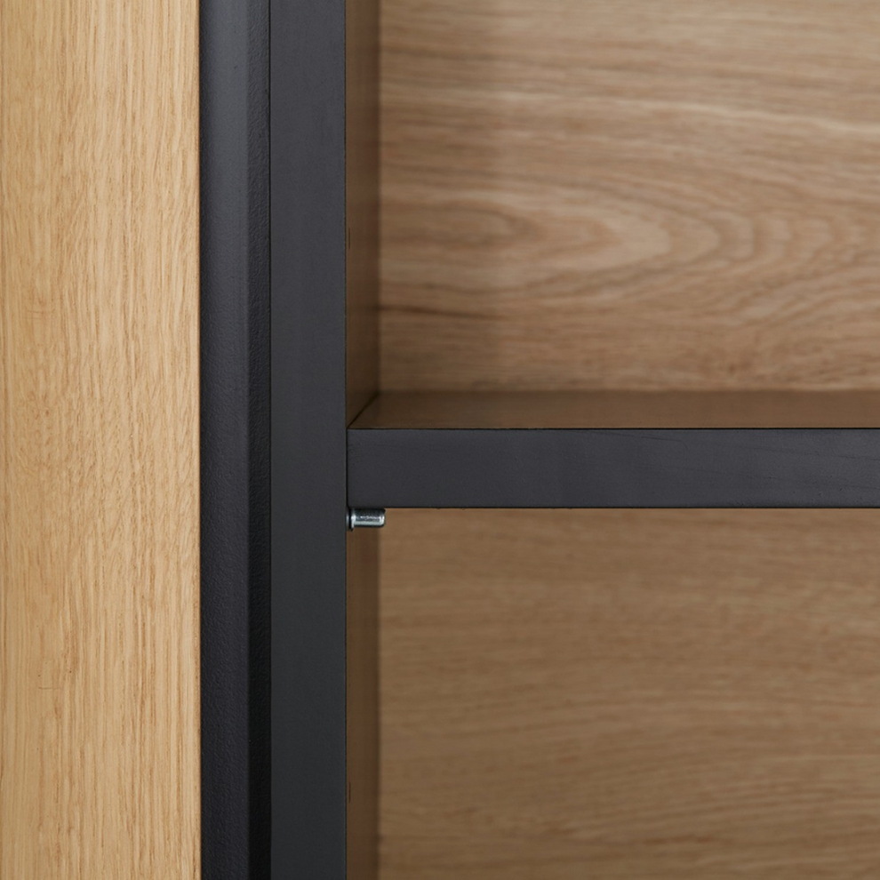 Biblioteca 2 Sertare Tulsa, Smoked Oak, Furnir Din Lemn Masiv, 62 Cm