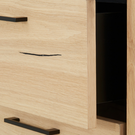 Biblioteca 2 Sertare Tulsa, Smoked Oak, Furnir Din Lemn Masiv, 62 Cm