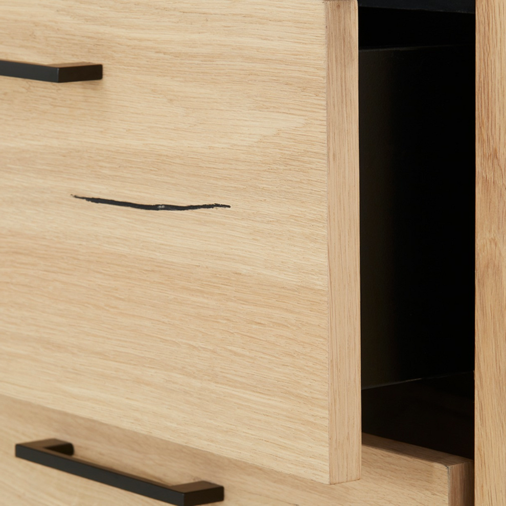 Biblioteca 2 Sertare Tulsa, Smoked Oak, Furnir Din Lemn Masiv, 62 Cm
