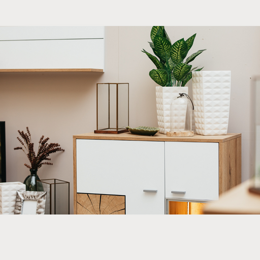 Comoda Bar Urbano White Cu 2 Usi Alb Si Natur, 87 Cm