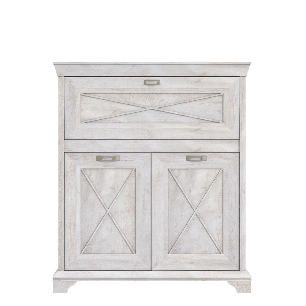 Comoda Cu 3 Usi Bar Kashmir Alb Antichizat, 123 Cm
