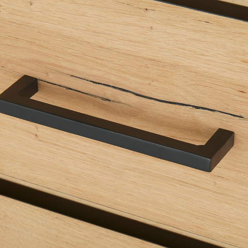 Vitrina Dreapta Reno Cu 1 Usa Si 2 Sertare, Smoked Oak, Furnir Din Lemn Masiv, 60 Cm
