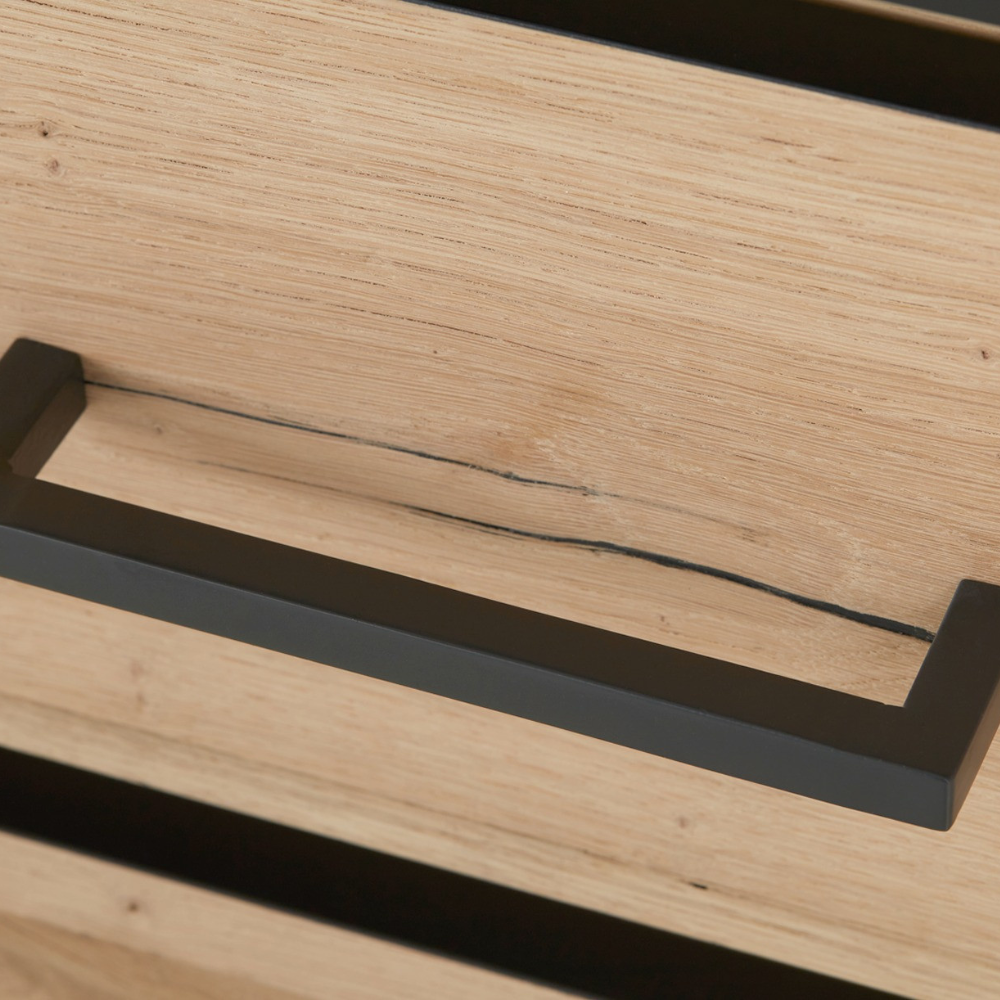Vitrina Stanga Reno Cu 1 Usa Si 2 Sertare, Smoked Oak, 60 Cm