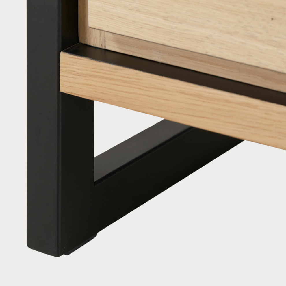 Vitrina Stanga Reno Cu 1 Usa Si 2 Sertare, Smoked Oak, 60 Cm