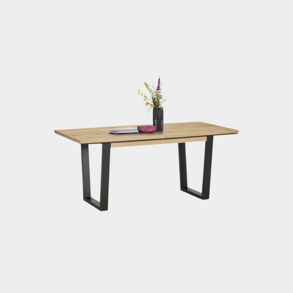 Masa Reno, Extensibila, Smoked Oak, Furnir Din Lemn Masiv, 180/230 x 90 x 77 Cm