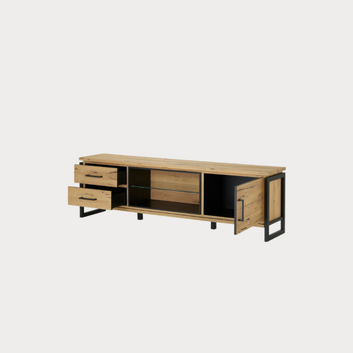 Comoda Tv Cu Furnir Din Lemn Masiv Reno Smoked Oak, 170 Cm