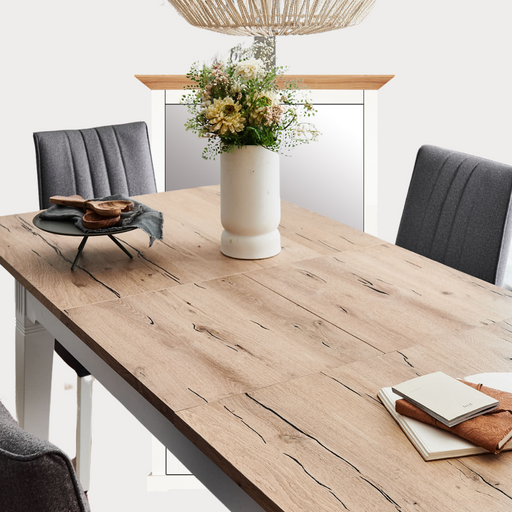 Masa Extensibila Tivoli Alb Si Natur, 140/185 X 82 X 77.5 Cm