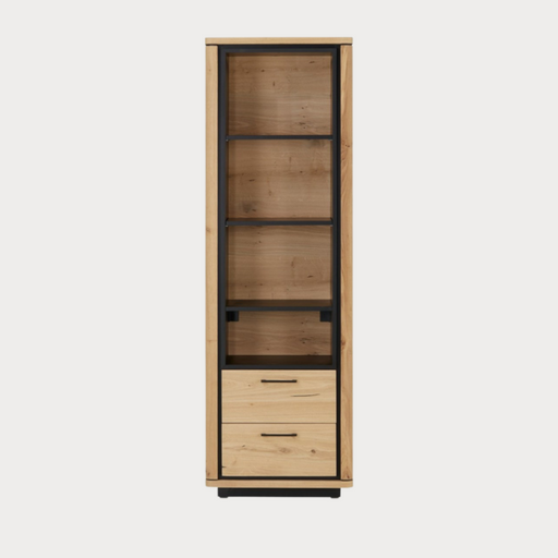Biblioteca 2 Sertare Tulsa, Smoked Oak, Furnir Din Lemn Masiv, 62 Cm