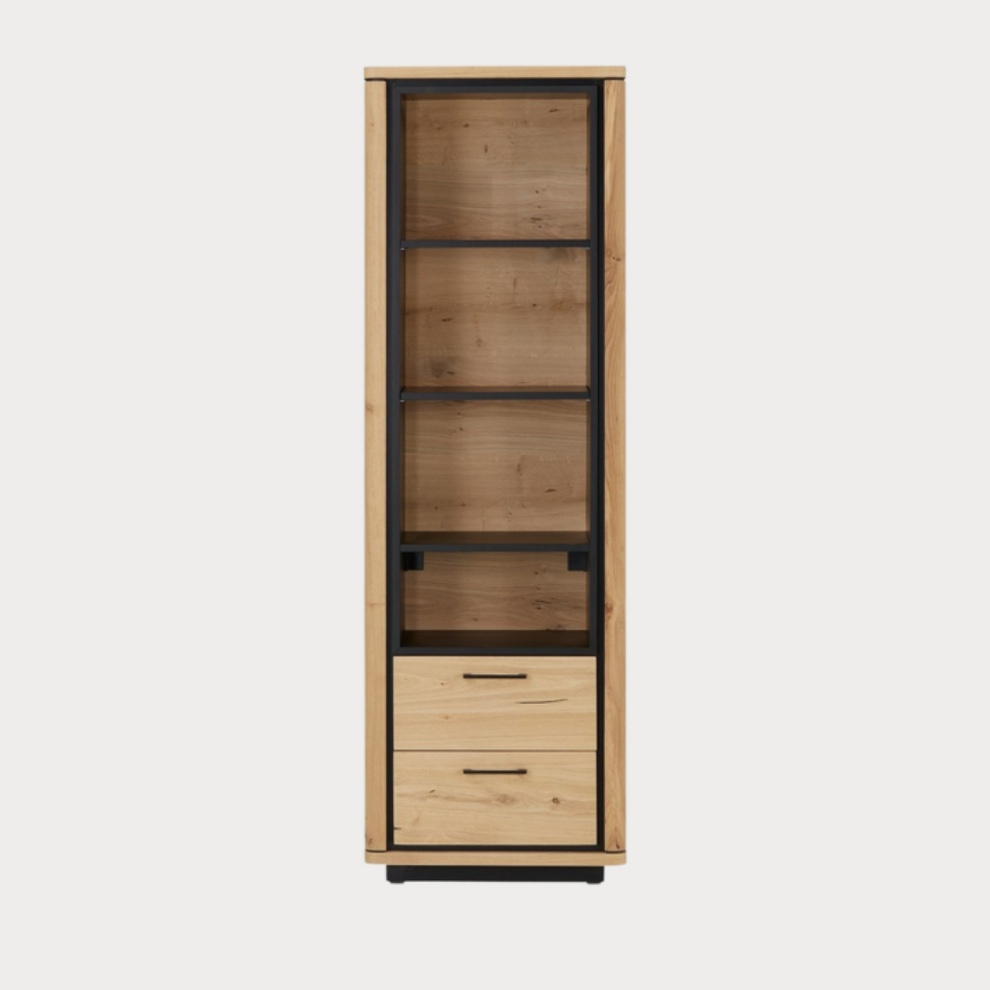 Biblioteca 2 Sertare Tulsa, Smoked Oak, Furnir Din Lemn Masiv, 62 Cm