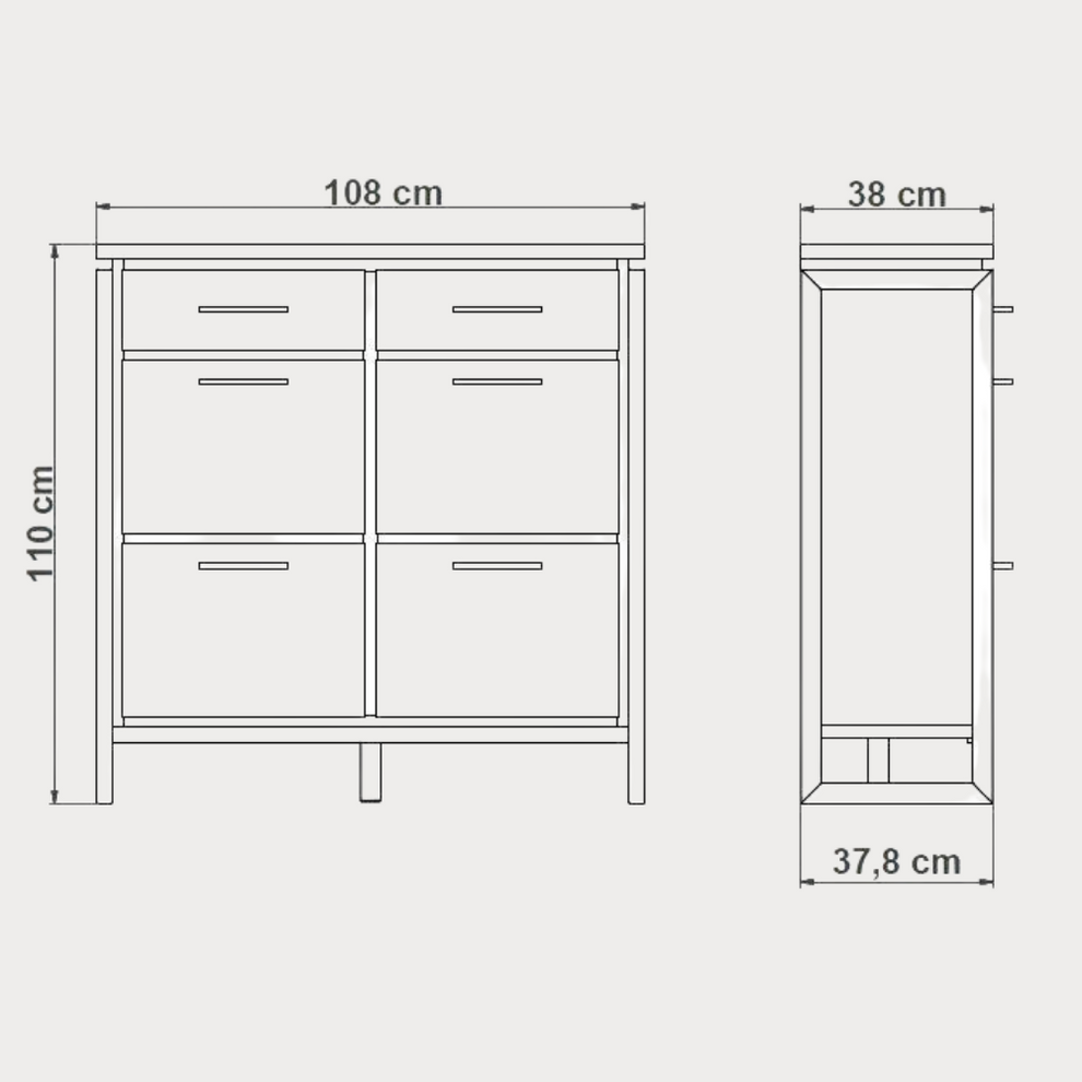 Pantofar Cu 4 Usi Si 2 Sertare Reno, Furnir Din Lemn Masiv, Smoked Oak,108 Cm