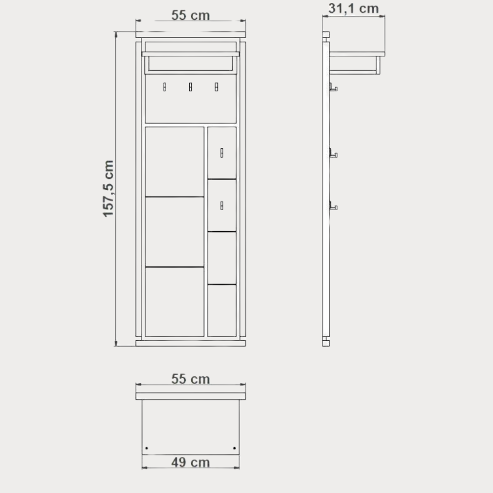 Cuier Reno Smoked Oak, Furnir Din Lemn Masiv 55 Cm