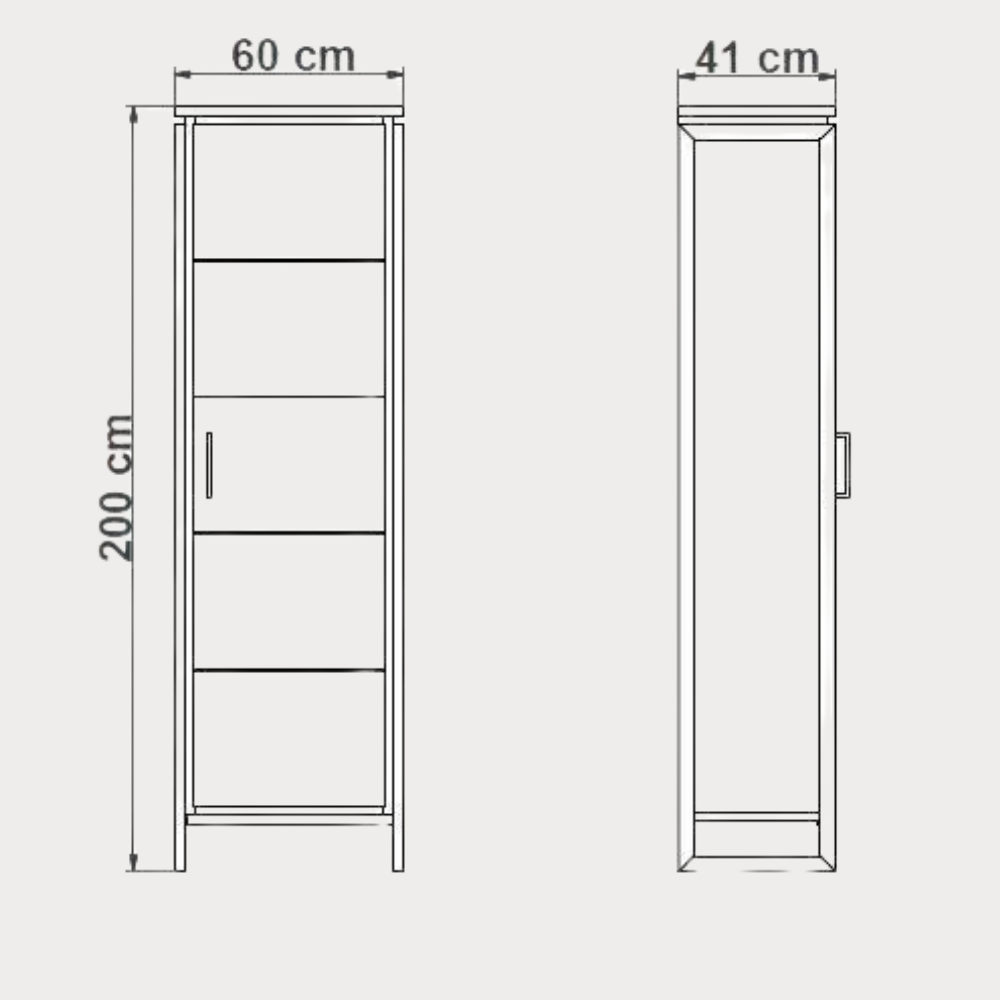 Vitrina Stanga Reno Cu 1 Usa Si 2 Sertare, Smoked Oak, 60 Cm
