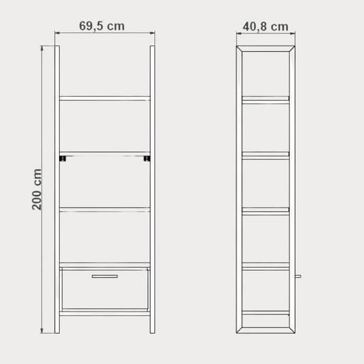 Biblioteca Reno Cu 1 Sertar, Smoked Oak, Furnir Din Lemn Masiv, 69.5 Cm