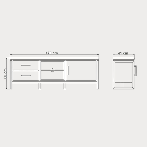 Comoda Tv Cu Furnir Din Lemn Masiv Reno Smoked Oak, 170 Cm
