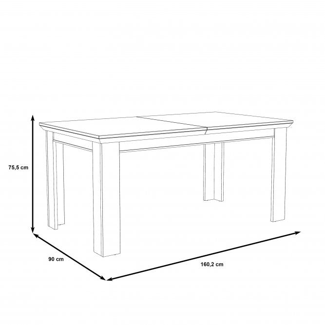 Masa Kashmir, Extensibila, Alb Antichizat, 160/205 x 75 x 90 Cm