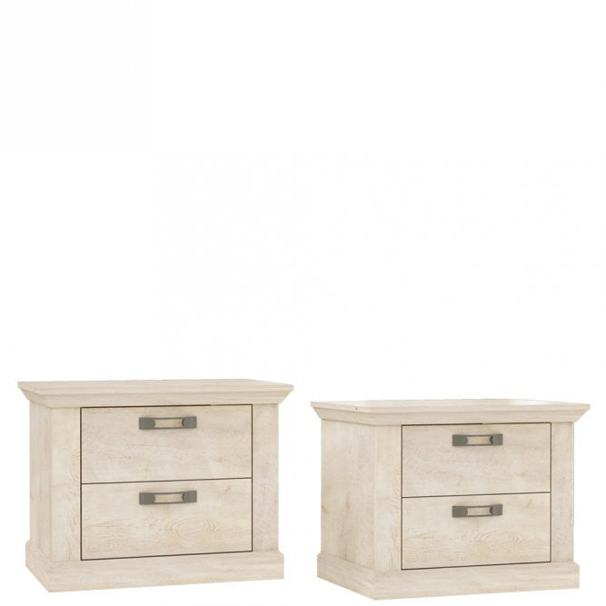 Set 2 Noptiere Kashmir, Alb Antichizat, 65.5 Cm
