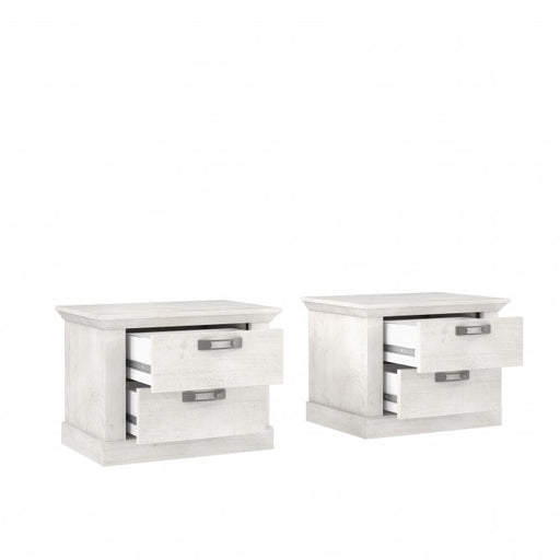 Set 2 Noptiere Kashmir, Alb Antichizat, 65.5 Cm