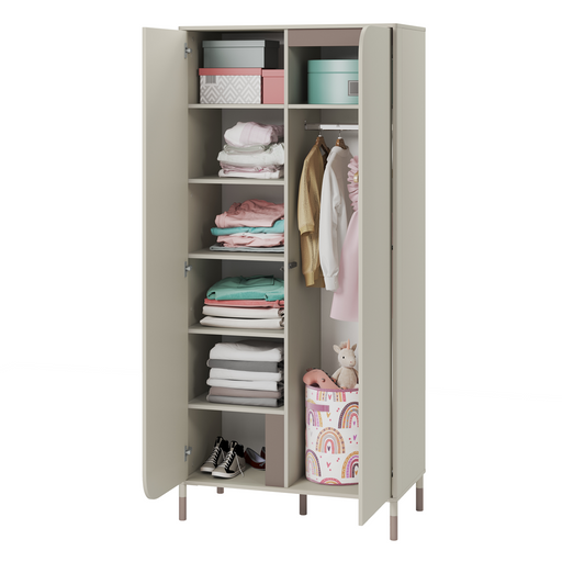 Dulap Cu 2 Usi Hanna, Cashmere Si Truffle, 92 cm