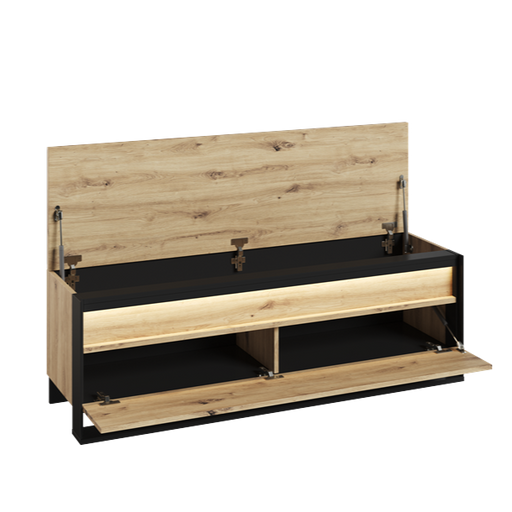 Pantofar Cu 2 Usi Vant, Stejar Artisan Si Negru, 135 Cm