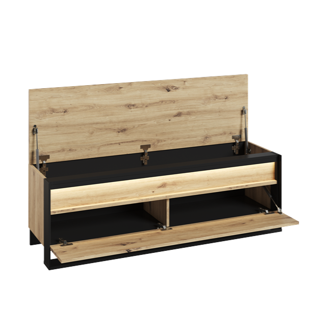Pantofar Cu 2 Usi Vant, Stejar Artisan Si Negru, 135 Cm