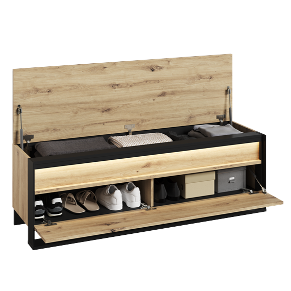 Pantofar Cu 2 Usi Vant, Stejar Artisan Si Negru, 135 Cm