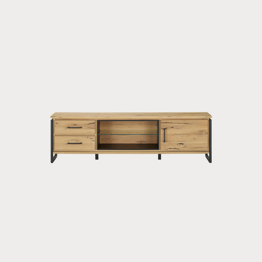 Comoda Tv Cu Furnir Din Lemn Masiv Reno Smoked Oak, 170 Cm