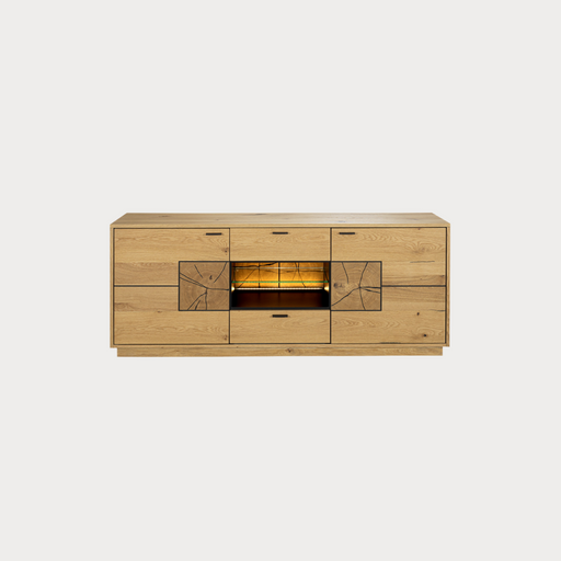 Comoda Tv Urbano Oak Cu 2 Usi Si 2 Sertare, Stejar Rustic Si Negru, 170 Cm