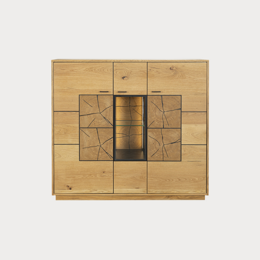 Comoda Bar Urbano Oak Cu 3 Usi, Stejar Rustic Si Negru, 140 Cm