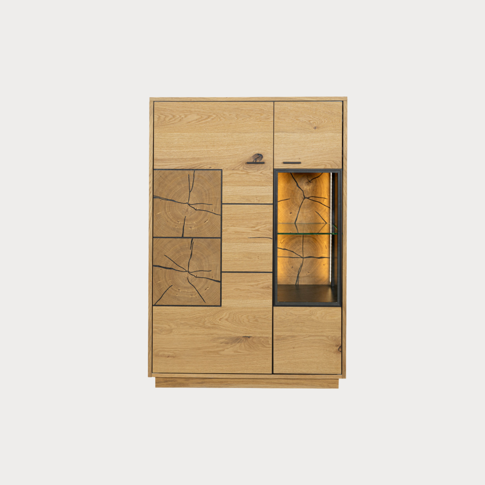 Comoda Bar Urbano Oak Cu 2 Usi, Stejar Rustic Si Negru, 87 Cm