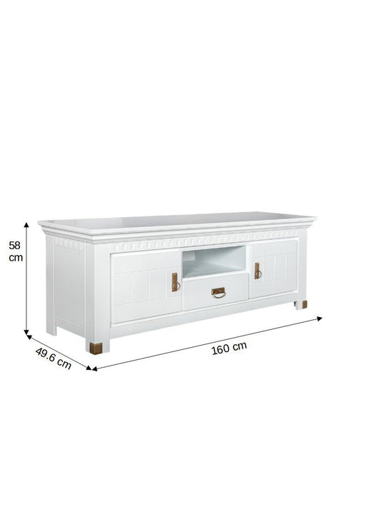 Comoda TV 2 Usi  Si 1 Sertar Saint Tropez, Alb, Vopsit 160 Cm