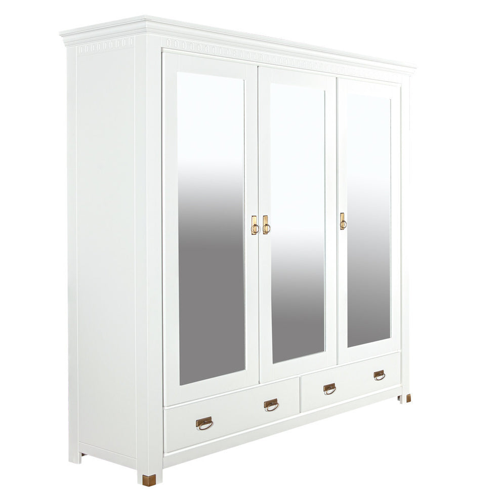 Set Dormitor Saint Tropez, Pat Cu Dimensiune Saltea 160 X 200, Dulap De 207.8 Cm, 2 Noptiere, Vopsit Alb