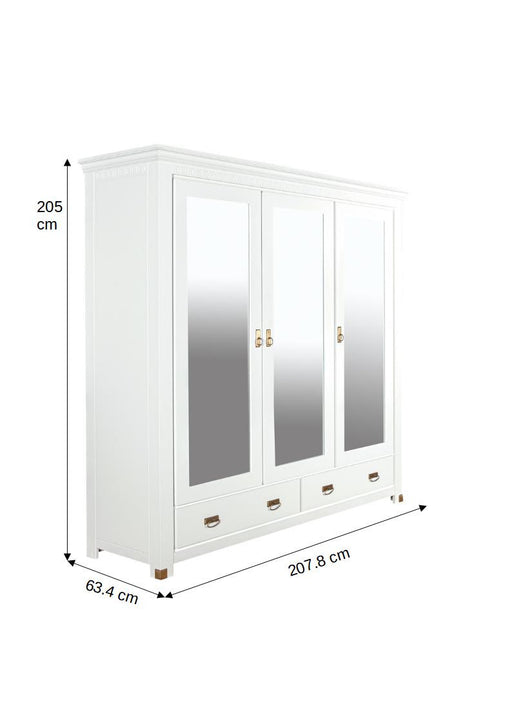 Set Dormitor Saint Tropez, Pat Cu Dimensiune Saltea 160 X 200, Dulap De 207.8 Cm, 2 Noptiere, Vopsit Alb