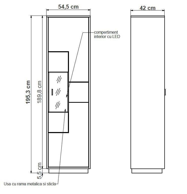 Set Living Urbano White Cu Polita, 285 cm