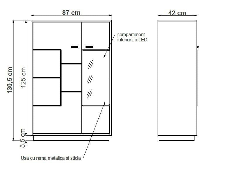 Set Living Urbano White Cu Polita, 285 cm