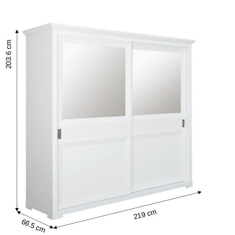 Set Dormitor Verona Bianco, Pat Cu Dimensiune saltea 160 X 200 Cm, 2 Noptiere Si Dulap