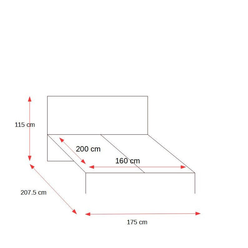 Set Dormitor Verona Bianco, Pat Cu Dimensiune saltea 160 X 200 Cm, 2 Noptiere Si Dulap
