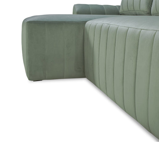 Coltar Extensibil Mark Living, Catifea Verde, 4 Locuri, Lada Depozitare, Extensie Doppelliege, 240 cm