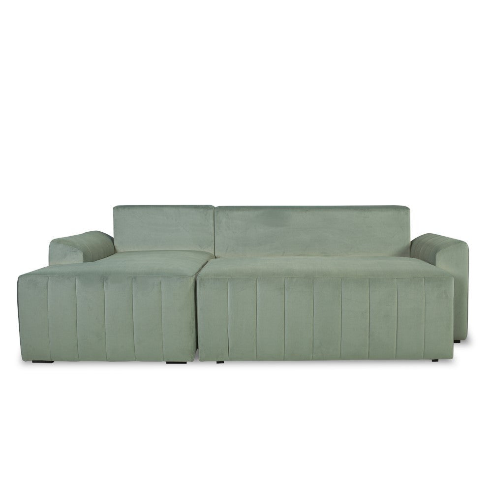 Coltar Extensibil Mark Living, Catifea Verde, 4 Locuri, Lada Depozitare, Extensie Doppelliege, 240 cm