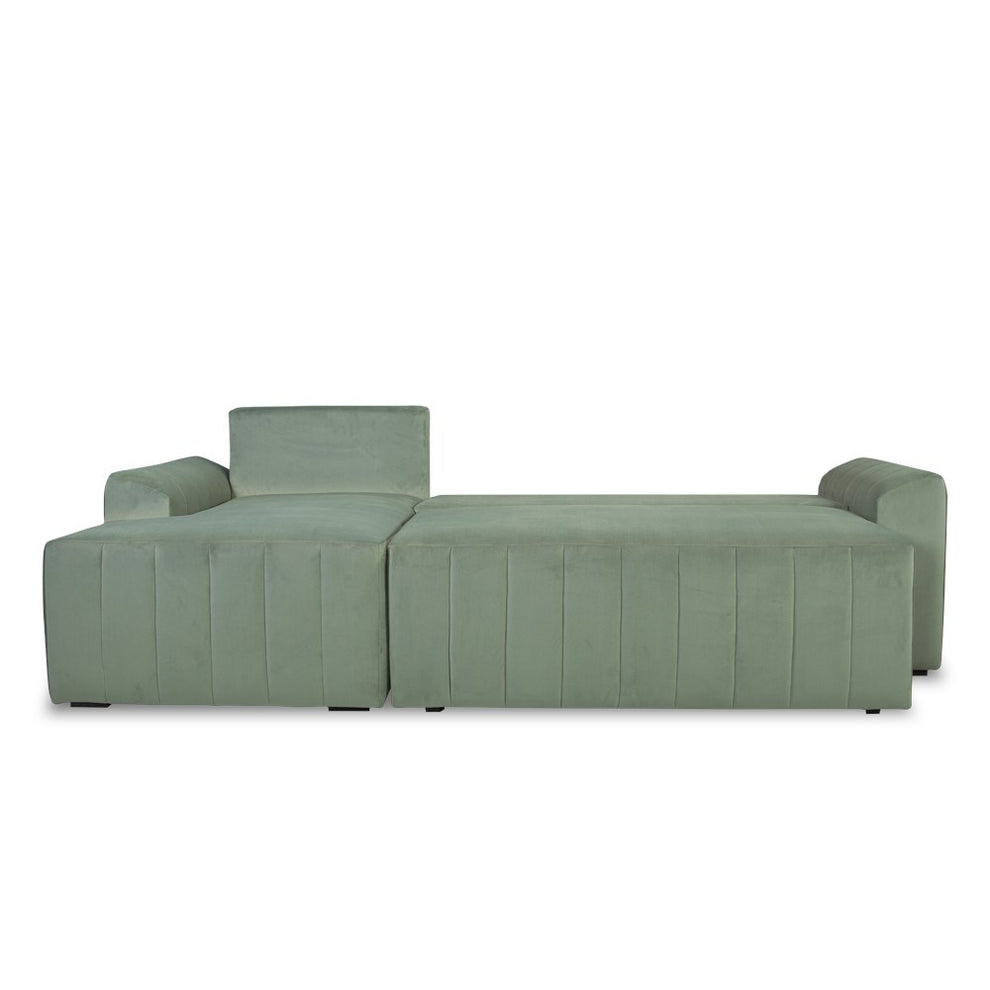 Coltar Extensibil Mark Living, Catifea Verde, 4 Locuri, Lada Depozitare, Extensie Doppelliege, 240 cm