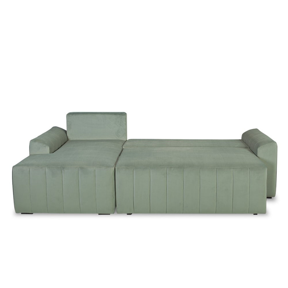 Coltar Extensibil Mark Living, Catifea Verde, 4 Locuri, Lada Depozitare, Extensie Doppelliege, 240 cm