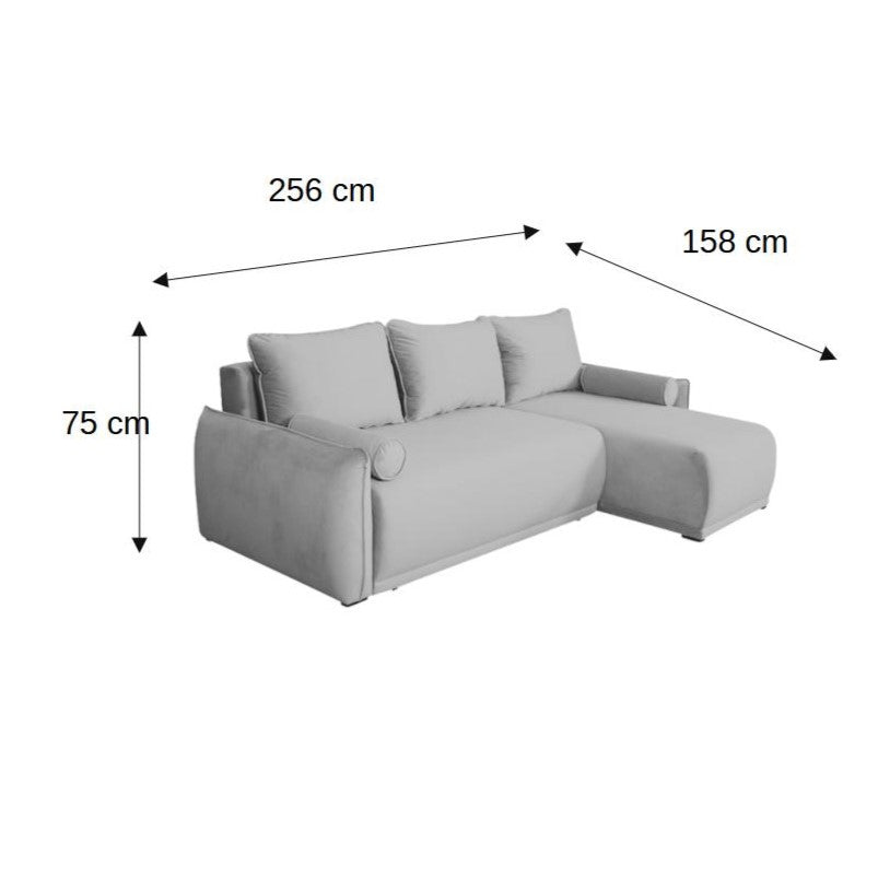 Coltar Extensibil Vida Interschimbabil Stanga/Dreapta, 5 Locuri, Lada Depozitare, Verde, 256 Cm