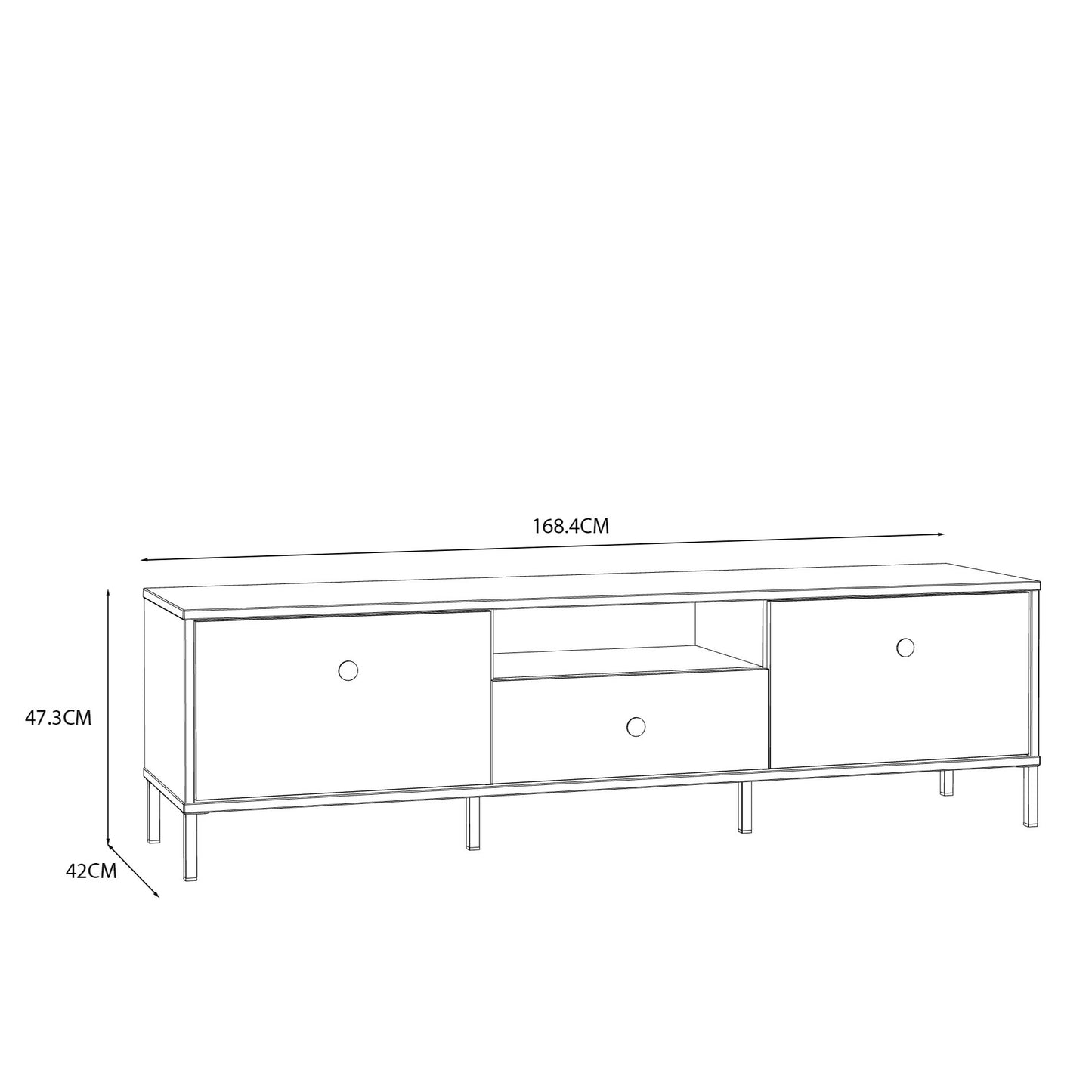 Comoda TV Cu 1 Sertar Si 2 Usi Supervita, Nisipiu Si Auriu, 168.4 Cm