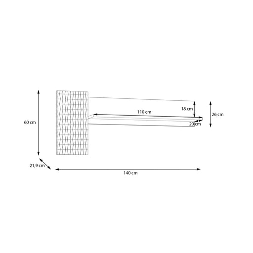 Raft suspendat Flexytone, Stejar Mauvella Si Negru Mat, 140 Cm