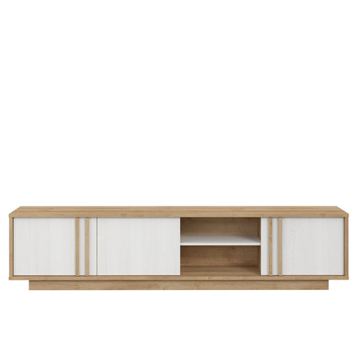Set Living Santo Compus Din Comoda TV Si Panou Perete, Stejar Riviera Cu Stejar Alb, 222 Cm