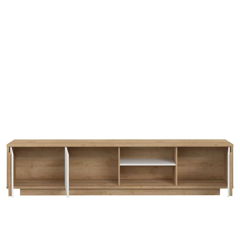 Set Living Santo Compus Din Comoda TV Si Panou Perete, Stejar Riviera Cu Stejar Alb, 222 Cm
