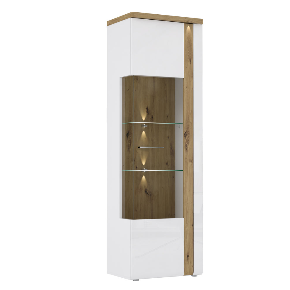 Vitrina Cu 1 Usa Tuluza, Stejar Artisan Si Alb Lucios, 66.5 Cm