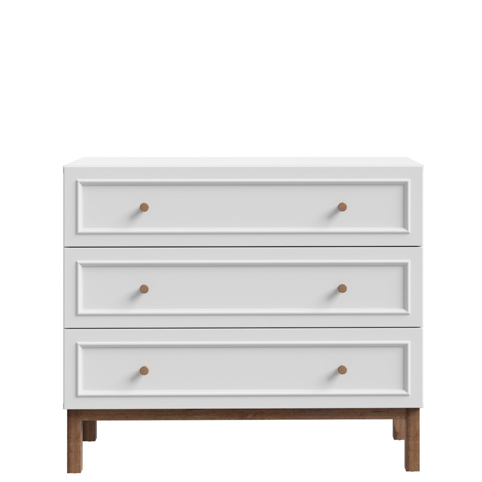 Comoda 3 Sertare Pickadilly, Gri Deschis Si Stejar Pamantiu, 100.2 Cm