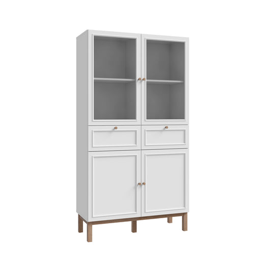 Vitrina 4 Usi Si 2 Sertare Pickadilly, Gri Deschis Si Stejar Pamantiu, 99.9 Cm