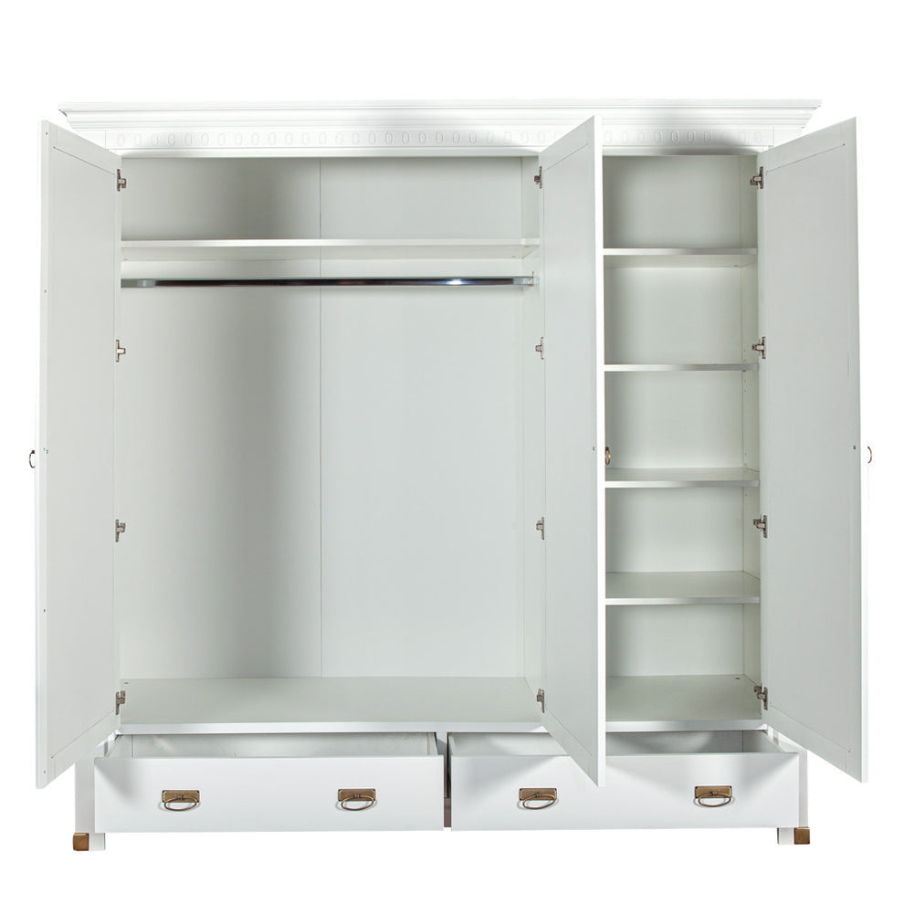 Dulap 3 Usi si 2 Sertare Saint Tropez, Vopsit Alb, 180 Cm
